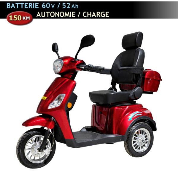 Triporteur électrique à 3 roues Faster T1 / Autonomie 150 km